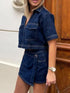 'Chara' Short Sleeve Top and Skort Denim Set - Celes Fashion